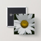 Single White Daisy Vierkante Button 5,1 Cm (Voorkant /achterkant)