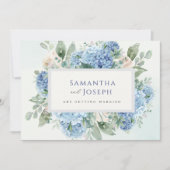 SINI Blue Hydrangea Enregistrer La Date Avec Carte (Devant)
