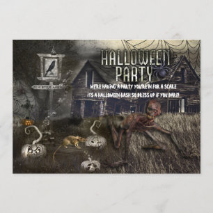 Sinister Avenue Scary Halloween Party Invitations Kaart