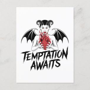 Sinister Gothic Demon Design - Verleiding wacht Briefkaart