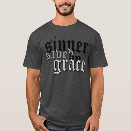 sinner gered door genaasappeldrok t var hether t-shirt (Voorkant)