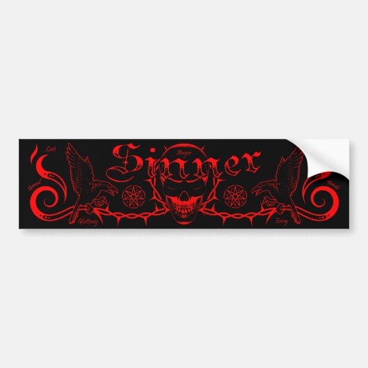 Sinner Skull Bumper (rood) Bumpersticker (Voorkant)