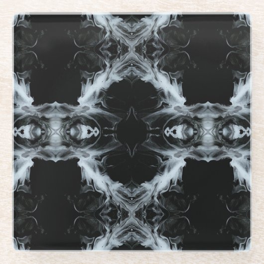 Sins and Virtues Abstract Black White Fluid Art Glazen Onderzetter (Voorkant)