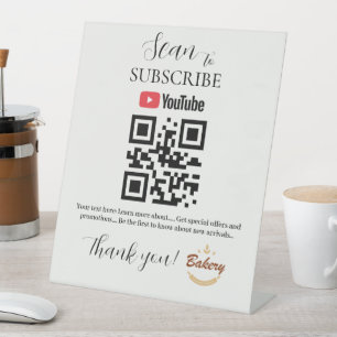 S'inscrire Code QR Panneau YouTube Boulangerie