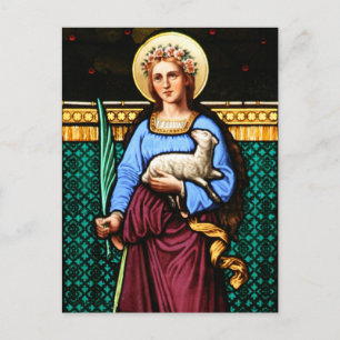 Sint-Agnes van Rome, met lammeren en palmbladeren Briefkaart