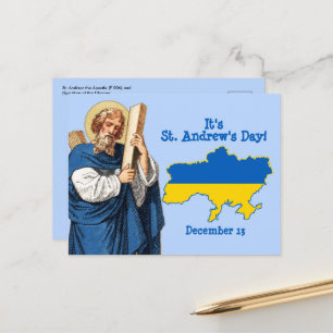 Sint-Andreas met vlagkaart van Oekraïne Naamdag Briefkaart