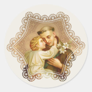 Sint Antonius Baby Jezus Katholieke priester Ronde Sticker
