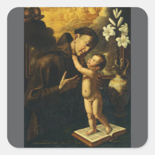 Sint-Antonius van Padua met het Jezuskind Vierkante Sticker