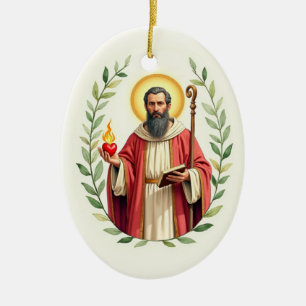 Sint Augustinus van Hippo Gods Vrede en Zegeningen Keramisch Ornament