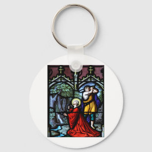 Sint-Barbara's martyrdom-Glas in lood Kunst Sleutelhanger