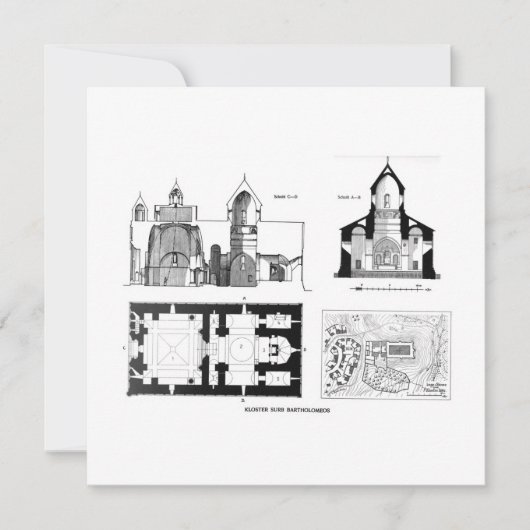 Sint-Bartholomew klooster, verdieping en dwarsplan (Voorkant)