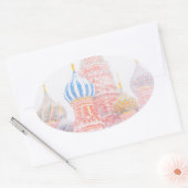 Sint-Basilkathedraal in Snowstorm Ovale Sticker (Envelop)