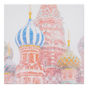 Sint-Basilkathedraal in Snowstorm Perfect Poster