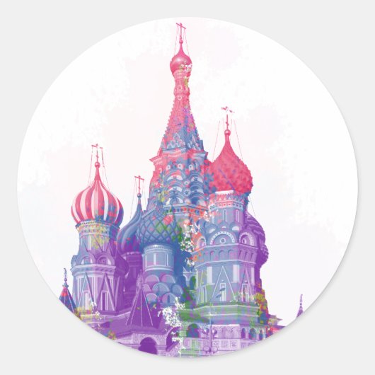 Sint-Basilskathedraal Moskou Ronde Sticker (Voorkant)