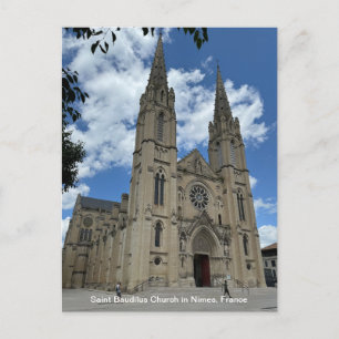 Sint-Baudilus-kerk in Nimes, Frankrijk, op een Feestdagenkaart