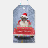 Sint-Bernard Dog in Snow, tijdens de kerstmis Cadeaulabel (Achterkant)