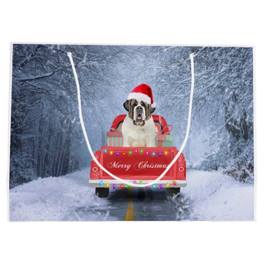 Sint-Bernard Dog in Snow, tijdens de kerstmis Groot Cadeauzakje (Achterkant)