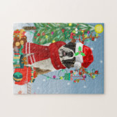 Sint-Bernard Dog met sneeuwkerst Legpuzzel (Horizontaal)