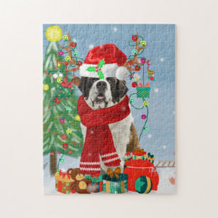 Sint-Bernard Dog met sneeuwkerst Legpuzzel