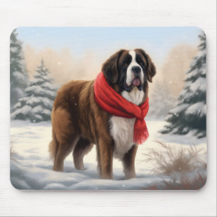Sint-Bernard Dog met sneeuwkerst Muismat