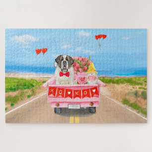 Sint Bernard Dog Valentijnsdag Truck Hearts Legpuzzel