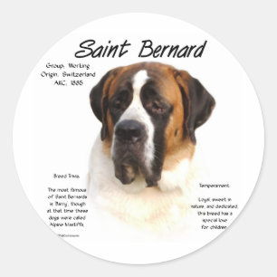 Sint Bernard (gladde) Geschiedenis Ontwerp Ronde Sticker