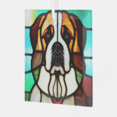 Sint Bernard "Glas in lood" Glas Ornament (Voorkant links)