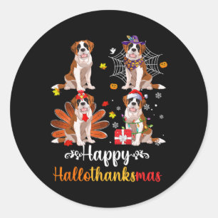 Sint Bernard Halloween Vrolijk Kerstfeest Happy Ha Ronde Sticker