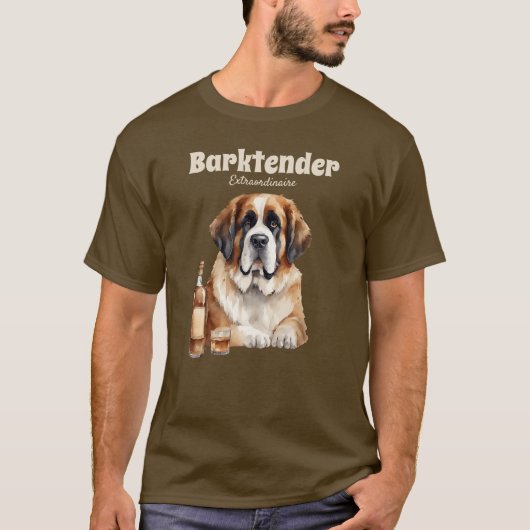Sint Bernard Hond Barktender Buitengewoon T-shirt (Voorkant)