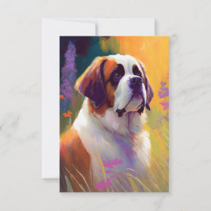 Sint Bernard Hond Dier Portret Schilderij Pet Bedankkaart