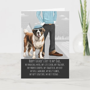 Sint Bernard Hond en Vader Grappige Vaderdag Feestdagen Kaart