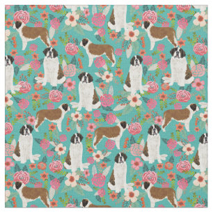 Sint-Bernard-hond floralen turquoise Stof