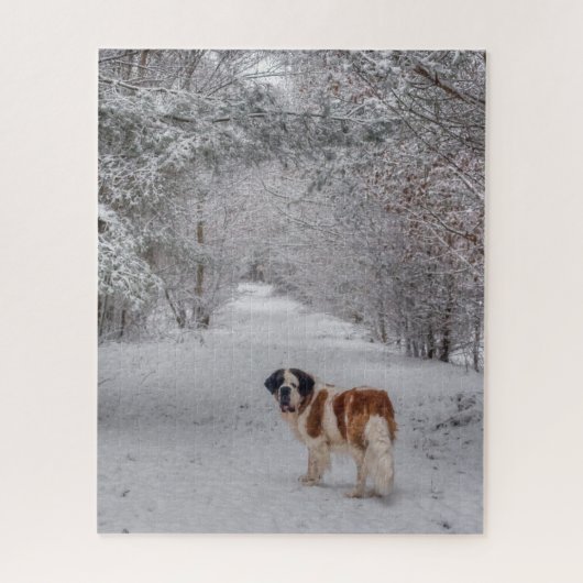 Sint-Bernard-hond in de sneeuw Legpuzzel (Verticaal)