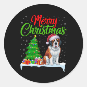 Sint Bernard Hond Kerstboom Verlichting Grappige K Ronde Sticker