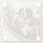 Sint Bernard Hond Kerstfeest Glazen Onderzetter (Achterkant)