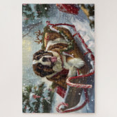 Sint Bernard Hond Kerstfeest Legpuzzel (Verticaal)