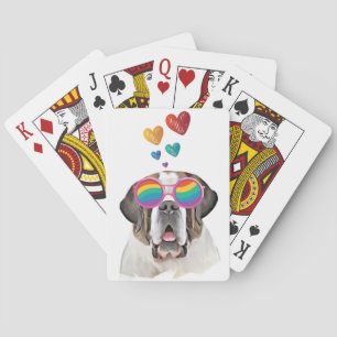 Sint Bernard-hond met harten Valentijnsdag  Pokerkaarten