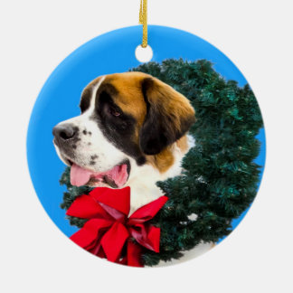 Sint-Bernard-hond met Wreath-sieroog Keramisch Ornament