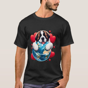 Sint Bernard Honden Aardedag Knuffel Liefde Baasje T-shirt