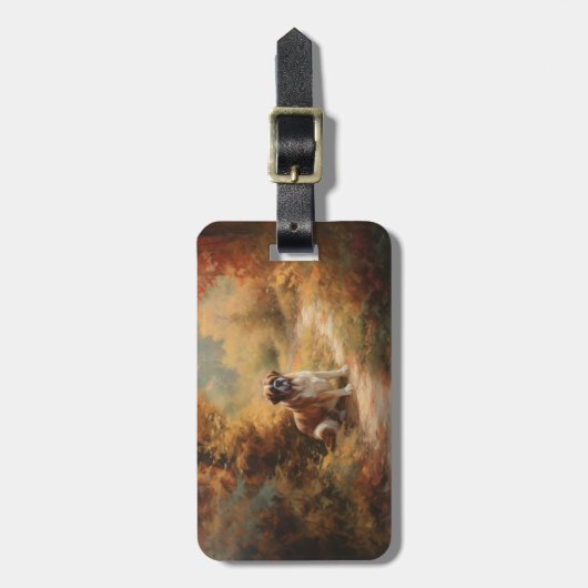 Sint Bernard in Herfst laat Herfst inspireren Bagagelabel (Voorkant verticaal)