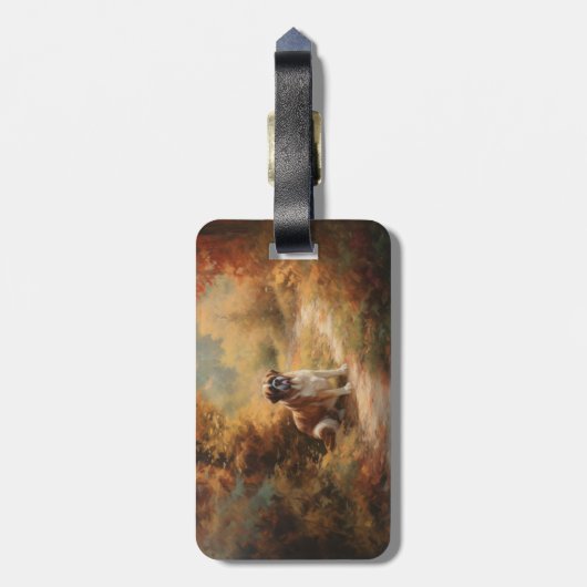 Sint Bernard in Herfst laat Herfst inspireren Bagagelabel (Achterkant verticaal)