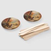 Sint-Bernard in herfstbladeren val inspireert Handwaaier (Niet-gemonteerd)