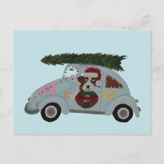Sint-Bernard in hippieauto met Kerst Briefkaart
