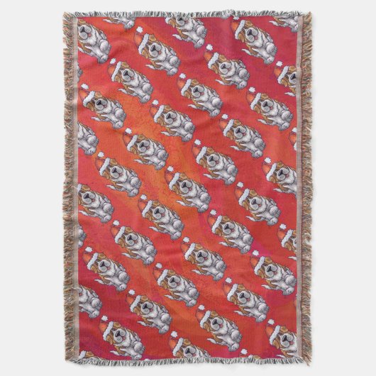 Sint-Bernard in Pet Pattern op Red Deken (Voorkant Verticaal)