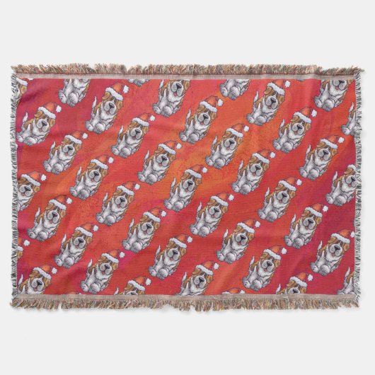 Sint-Bernard in Pet Pattern op Red Deken (Voorkant)