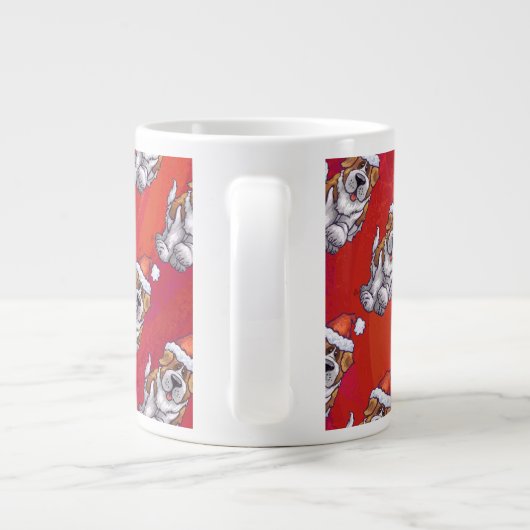 Sint-Bernard in Pet Pattern op Red Extra Grote Mok (Achterkant)
