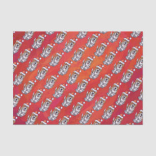 Sint-Bernard in Pet Pattern op Red Tissuepapier