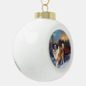 Sint Bernard Kerstmis Feestelijk Seizoen Keramische Bal Ornament (Links)