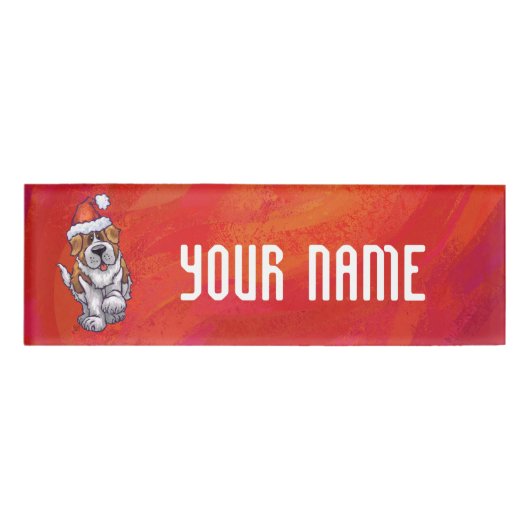 Sint-Bernard Kerstmis op rood Naambadge (Voorkant)