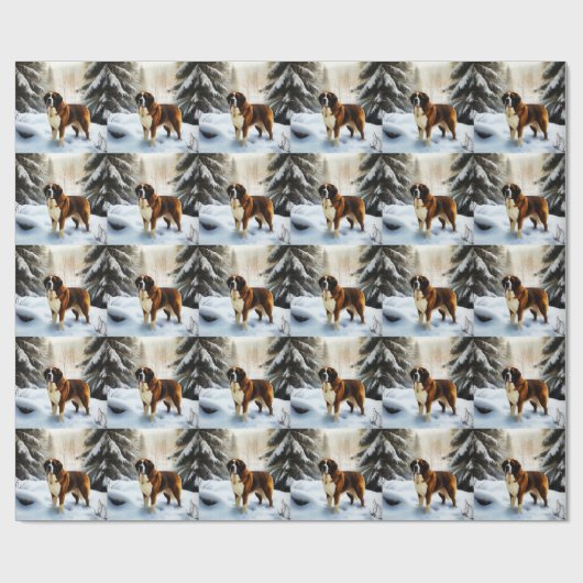 Sint Bernard liet het sneeuwen Kerstmis Cadeaupapier (Vlak)